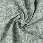Látková šerpa zelená  - bílý květinový vzor - 250 cm 