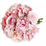 Kytice růže a hortenzie - růžová - 21 cm 