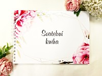 Svatební kniha hostů podélná - pivoňky růžové