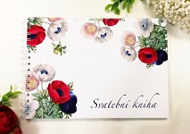 Svatební kniha hostů podélná 30 x 21 cm ( 70 stran) - anemone folklor