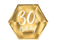 Papírové talířky zlaté 30.narozeniny - 6 ks 