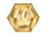 Papírové talířky zlaté 40.narozeniny - 6 ks 