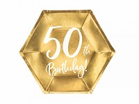 Papírové talířky zlaté 50.narozeniny - 6 ks  