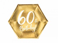 Papírové talířky zlaté 60.narozeniny - 6 ks   