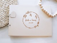 Svatební kniha hostů - dřevěná se jmény - BOHO