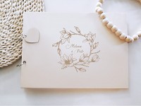 Svatební kniha hostů - dřevěná se jmény - magnolie