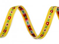 Stuha vzorovaná folklorní žlutá - š.11mm - 1m 
