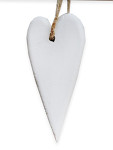 Srdíčko dřevěné protáhlé 8 cm - bílé