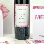 Etiketa na svatební víno 0,7l - akvarelová kresba květin