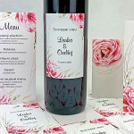 Etiketa na svatební víno 0,7l - růže s ornamenty