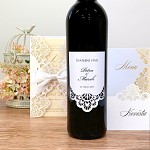 Etiketa na svatební víno 0,7l - bílá krajka 