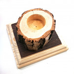 Svícen dřevěná kostka a vrbový špalík - 13x13x8 cm