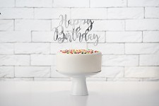 Napichovátko - stříbrné - happy birthday -1ks