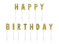 Narozeninové svíčky zlaté - happy birthday