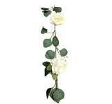 Girlanda růže bílé a eukalyptus - 190 cm