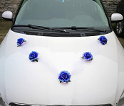Girlanda na auto - tylová šerpa s růžemi - tm.modrá - 1ks  