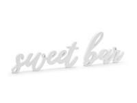 Dřevěný nápis bílý - sweet bar - 37 x 10 cm 