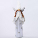 Anděl (lucerna) svítící s čepicí bílo-stříbrný - 63 cm