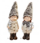 Děti zimy vysoké hnědé s čepicí - 21 cm
