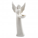 Anděl porcelán bílý na svíčku - 26 cm