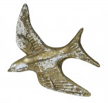 Ptáček polyrezin na pověšení - zlatá patina  - 10 cm