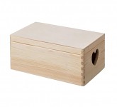 Dřevěná krabice se srdcem 30x20x14 cm na svatební přání - přírodní