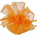 Mošnička oranžová organzová se zlatým lemem - 22 cm