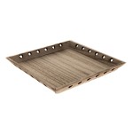 Aranžovací tác dřevěný se srdíčky  - čtverec natur - 25x25 cm