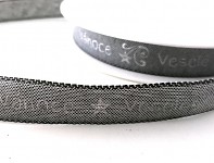 Stuha látková Veselé Vánoce - šedostříbrná - 15 mm/1 m  