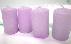 Adventní svíce - sv.fialové se třpytkami malé 40 x 70 mm