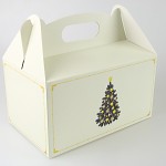 Krabička na vánoční cukroví s ouškem - 20x13x11 cm - vánoční strom