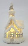 Zasněžený malý kostelík svítící - 13 cm
