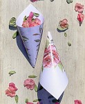 Papírový kornout na plátky růží - 8 ks - bílý s růží 