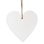 Dřevěná bílá tabulka - srdce 20 cm