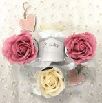 Mini flowerboxík s mýdlovou růží - krémový 
