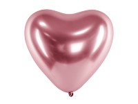 Balonek srdce - chrom rosegold lesklé - 1ks