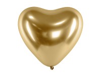 Balonek srdce - chrom zlaté lesklé - 1ks 