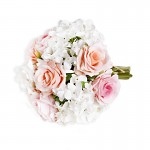 Kytice růže a hortenzie - bílo-růžová - 21 cm  