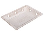 Aranžovací tác dřevěný se srdíčky 25 x 15 cm - bílý 