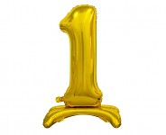 Foliový balonek 74 cm  - číslo 1-  k postavení -  zlatý