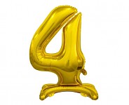 Foliový balonek 74 cm  - číslo 4 -  k postavení -  zlatý