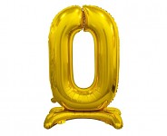 Foliový balonek 74 cm  - číslo 0 -  k postavení -  zlatý
