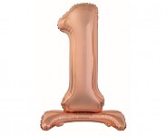 Foliový balonek 74 cm  - číslo 0 - 9  k postavení -  rosegold