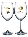 Dárkové párové sklenice na víno - 2x440 ml - Mr. a Mrs.