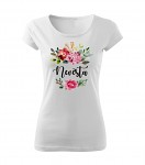 Rozlučkové tričko - dámské bílé - nevěsta - akvarelové květy
