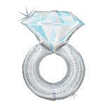 Fóliový balonek - svatební prsten stříbrný 97 cm