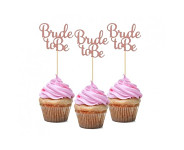 Zápichy do cupcakes - rosegold - Bride to be - 12 ks