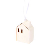 Porcelánový domeček bílý závěs - 6 x 4 x 2 cm