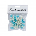 Korálky 10 mm - bílo - tyrkysové