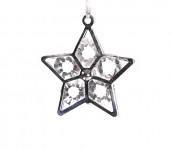 Dekorační hvězda s krystaly - stříbrná - 1ks 